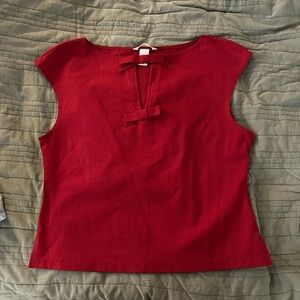 H&M Red Bow Detail Blouse